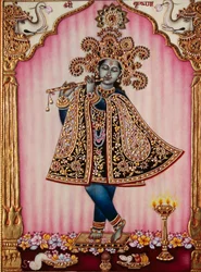 Lord Krishna Miniaturmalerei auf Elfenbein