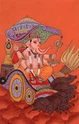 Miniaturmalerei Elefantenköpfiger Gott Ganesh Ganpati, Indien