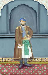 Miniaturmalerei von Maharaja Sawai Ram Singh dem Zweiten, Jaipur