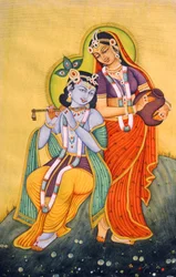 Miniaturmalerei von Radha Krishna, Indien