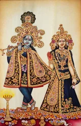 Miniaturmalerei von Radha Krishna auf Elfenbein