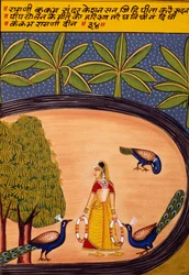 Miniaturmalerei auf Papier, Ragini Kukumb, Nathdwara-Schule