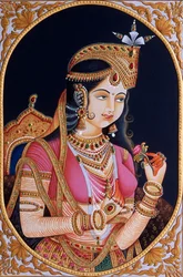 Miniaturmalerei auf Papier von Prinzessin Mumtaz Mahal, Ehefrau des Mogulkaisers Shah Jahan