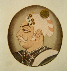 Porträt von Maharaja Bhartpur Badam Singh, Rajasthan, Indien