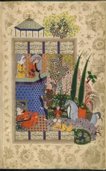 Zal auf Rudabas Balkon, aus dem Shahnama von Firdawsi