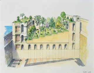 Palast Nebukadnezars in Babylon mit den Hängenden Gärten