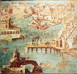 Hafen von Pozzuoli bei Neapel. Museo Nazionale di Napoli