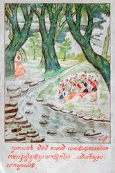Mahajanaka Jataka (Gravur, ca. 1910)