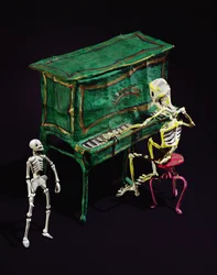 Tag der Toten Figuren als Musiker (Pappmaché)