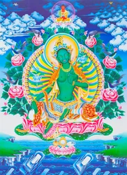 Grüne Tara, die mütterliche Beschützerin vor allen Gefahren im Ozean der Existenz (Darstellung)