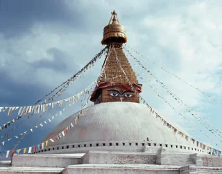Ansicht der buddhistischen Stupa, 8. Jahrhundert