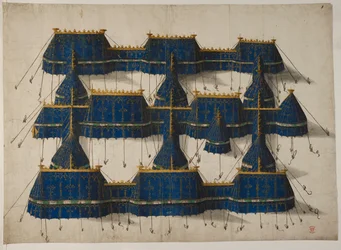 Entwurf für einen königlichen Pavillon in Blau und Gold, um 1520