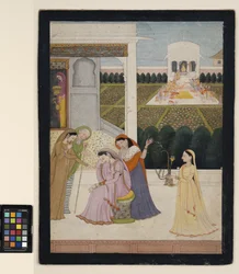 Eine untröstliche Dame, während die anderen Holi spielen, ca. 1790