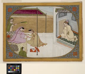 Ein Prinz, der die Vorbereitungen seiner Geliebten ausspioniert, ca. 1800