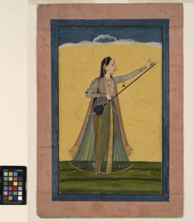 Eine Frau stimmt ihre Tambura, ca. 1740