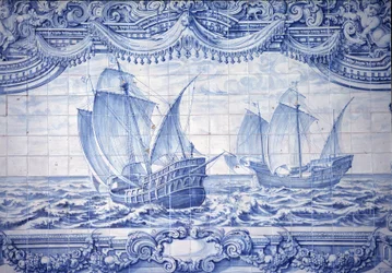 Karavellen im 15.-17. Jahrhundert, Azulejos aus der Umgebung von Lissabon, Portugal.