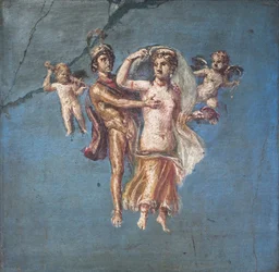 Mars und Venus auf blauem Hintergrund, Herculaneum