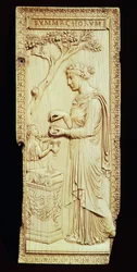 Ein Blatt des Symmachi-Diptychons, benannt nach der Familie Symmachi, 400 n. Chr.