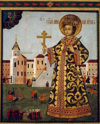 Der Zarewitsch Demetrius (1582-1591) (oder Dimitri von Moskau, vor der Stadt Uglitsch, Russland)