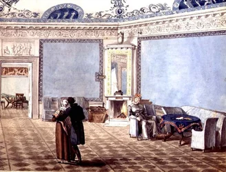 Neoklassischer blauer Zeichensaal in St. Petersburg