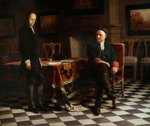 Porträt von Peter I. dem Großen (1672-1725), russischer Zar, und seinem Sohn Alexis (1690-1718)