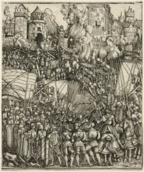 Die Vertreibung der Ungarn aus Niederösterreich, aus dem Triumphbogen von Maximilian I.