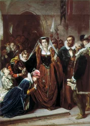 Königin Maria I. Stuart (1542-1587) geht zum Schafott