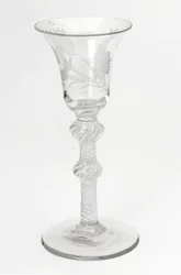 Graviertes Jakobiten-Luftdrehtrinkglas, ca. 1760