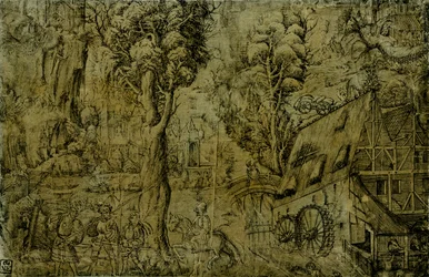 Landschaft mit Windmühlen