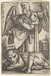 Tafel 2: Heiliger Markus, sein Kopf im Profil nach links gedreht, mit einem offenen Buch in seiner rechten Hand, 1541