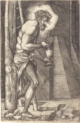 Der Schmerzensmann am Fuß des Kreuzes