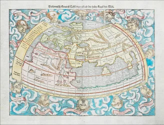 Ptolemäische Weltkarte von 1550 von Sebastian Münster