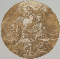 Venus an der Schmiede des Vulkan (recto), Skizzen mit zwei Putti (verso)