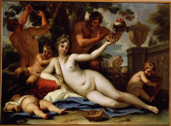 Bacchantin und Satyrn
