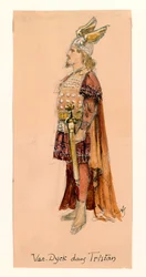 Frankreich, Paris, Kostümentwurf für Tristan in Tristan und Isolde von Richard Wagner für die Aufführung im Pariser Palais Garnier