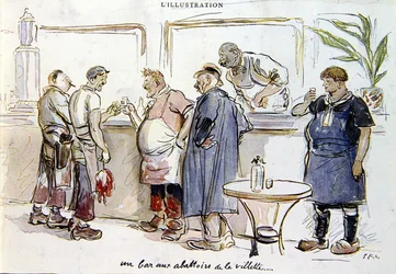 Eine Bar bei den Abattoirs de la Villette, ca. 1925-30