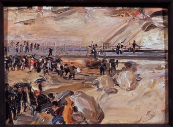 Spaziergang in San Remo (Italien). Werk von Semjon Gawrilowitsch Nikiforow (1877-1912), Öl auf Karton