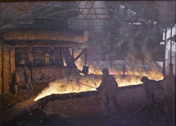 Das Warmwalzwerk der Fabrik „Roter Nagelmacher“ in Leningrad (1893-1941). Größe: 85 x 122
