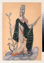 Kostümentwurf für das Theaterstück "Der Triumph der Staaten" von A. Bobrishchev-Pushkin