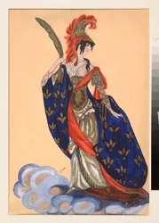 Kostümentwurf für das Theaterstück "Der Triumph der Staaten" von A. Bobrishchev-Pushkin