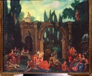 Bühnenbild für das Stück "Das Dekameron" von Giovanni Boccaccio