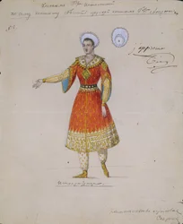 Kostümentwurf für das Ballett Tsarina Syuyumbeki von A. Blanche, 1832