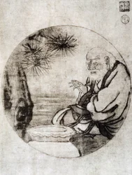 Porträt von Lao-Tzu, chinesischer Philosoph aus dem 6. Jahrhundert v. Chr., Zeichnung von Sesshu Toyo (1420-1506), japanische Zivilisation, Muromachi-Periode