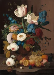 Stillleben, Blumen und Früchte