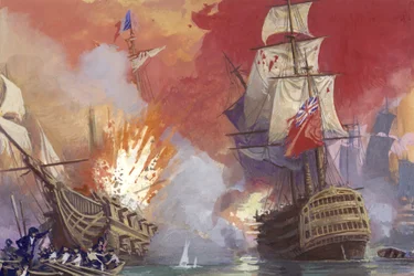 Britische Seeschlacht mit den Franzosen während der Napoleonischen Kriege
