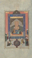 Bahram Gur im Dunklen Palast am Samstag, Folio 207 aus einem Khamsa..., A.H. 931A.D. 1524-25