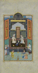 Bahram Gur im Weißen Palast am Freitag, Folio 235 aus einem Khamsa