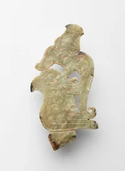 Endstück in Form eines Vogels mit Drache, ca. 1300-1050 v. Chr.