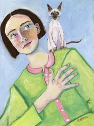 Mädchen und siamesischer Freund