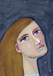 Sternguckende Frau